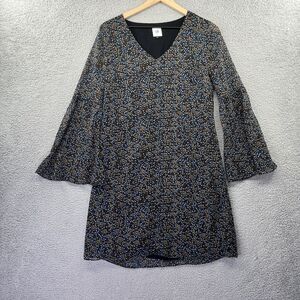 Cabi Mini Dress Small Floral Flare Long Sleeve V-Neck A-Line Cottage Western 70s